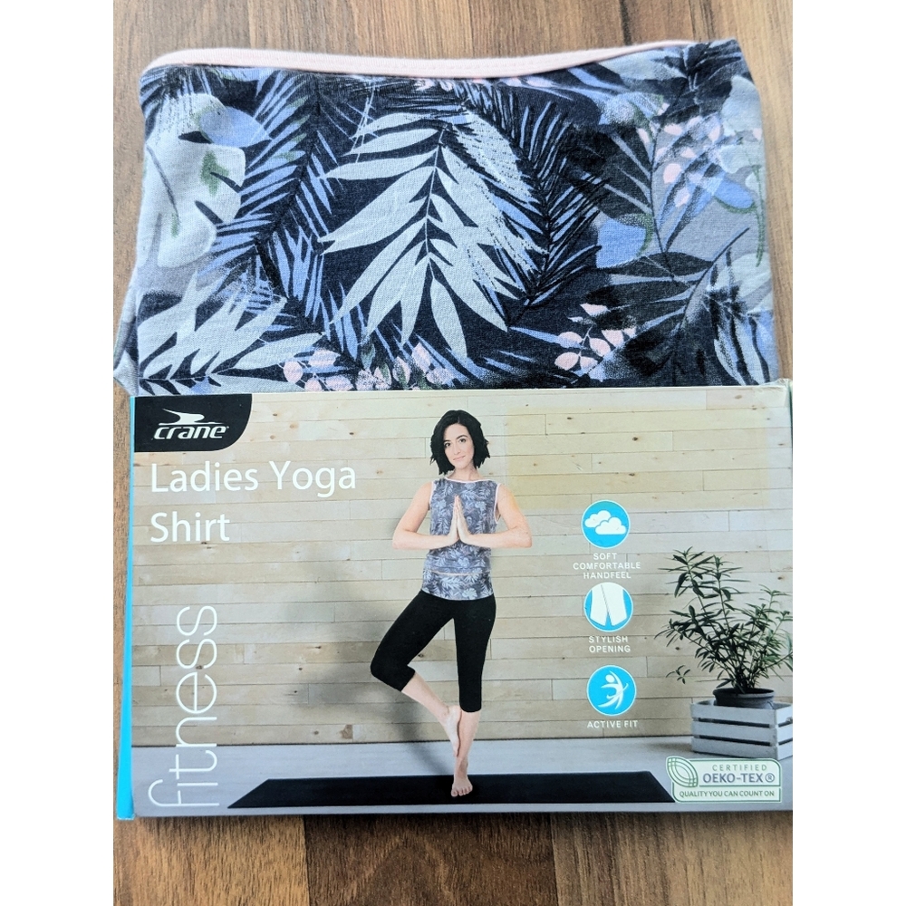 Crane Ladies Yoga Tank with Leaf Print